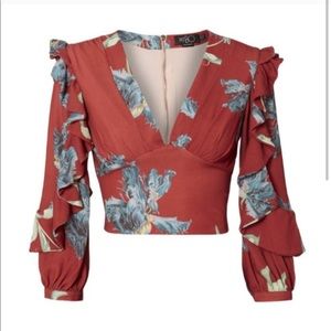 PatBO floral ruffle top
